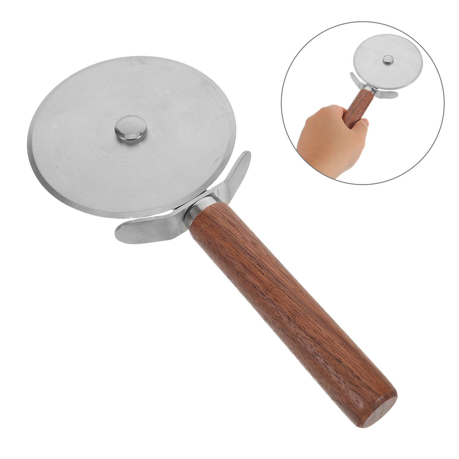 Kitchen Roller Baking - อุปกรณ์ครัวไม้สำหรับอบพิซซ่า คริสต์มาส ลูกกลิ้งตัดแป้งสเตนเลส ด้ามจับถนัดมือ
