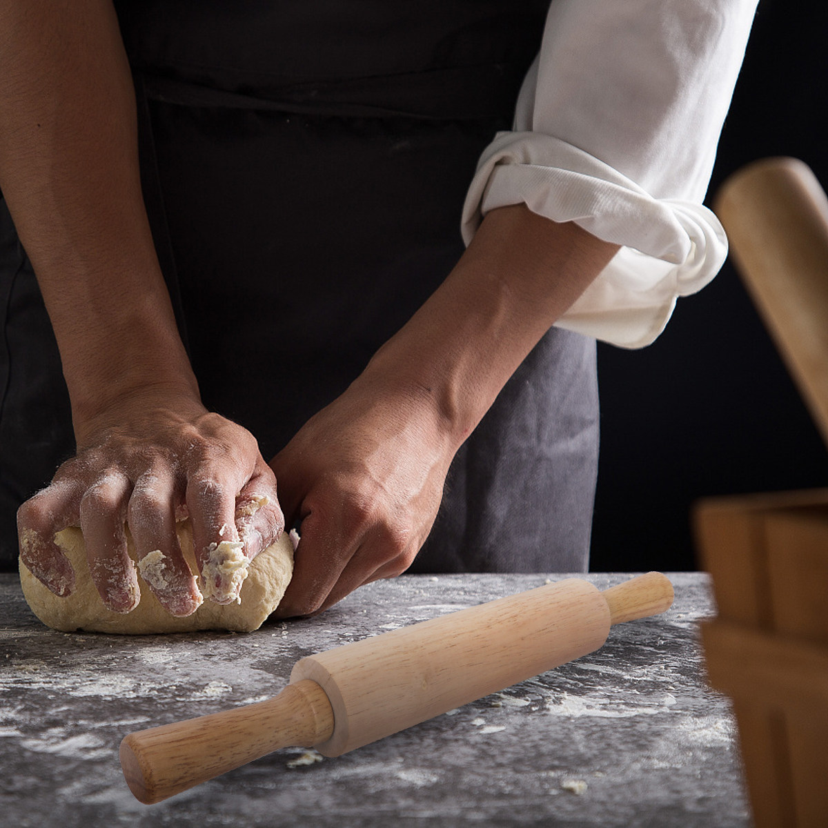 Kitchen Roller Baking - ไม้นวดแป้งไม้ยางพาราคุณภาพพรีเมียม แข็งแรงทนทาน สำหรับทำพาสต้า บิสกิต พิซซ่า ฟองดองต์